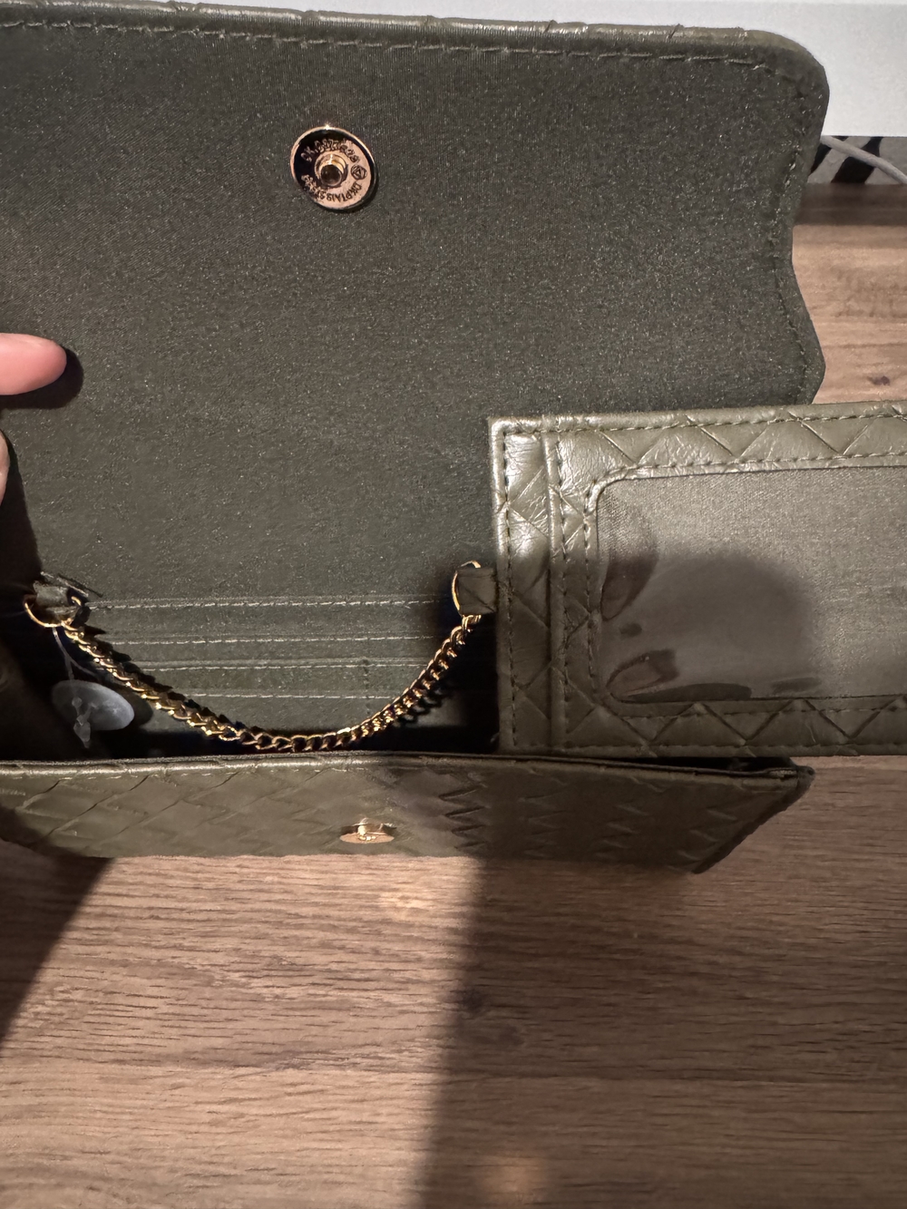 Time and Tru Olive Quilted Clutch with Gold Accent - Picture 3 of 3